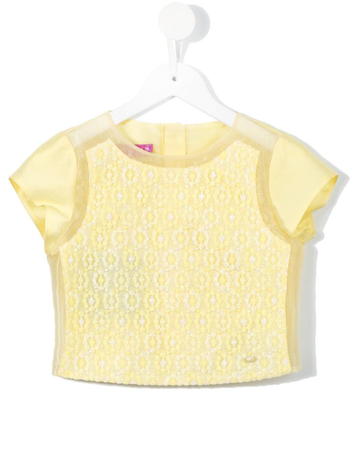 Valmax Kids - Printed Sheer Blouse - Kids - Polyamide/polyester - 5 Yrs, Yellow/orange