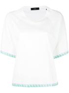 Diesel Printed Trim T-shirt, Women's, Size: Small, White, Cotton