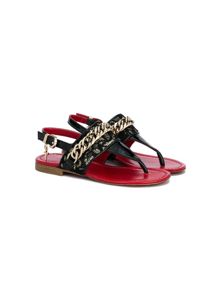 Cesare Paciotti Kids Chain Lace Sandals - Black