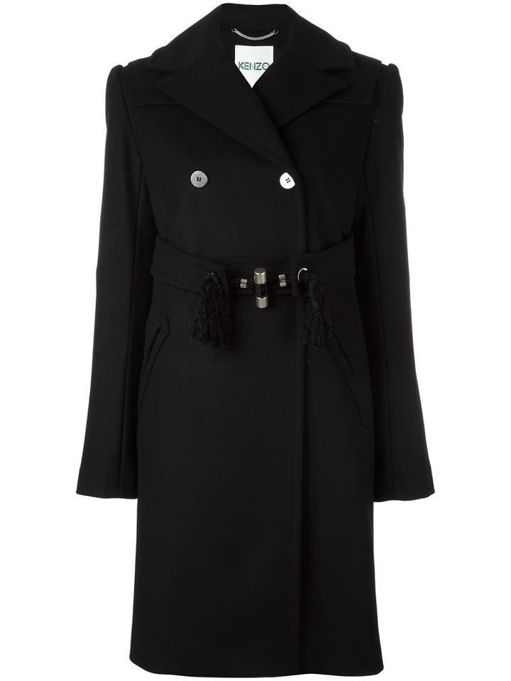 Kenzo Double Breasted Peacoat, Women's, Size: 38, Black, Virgin Wool/cashmere/polyamide/cotton