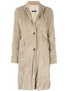 Uma Wang Single Breasted Ruched Coat - Neutrals