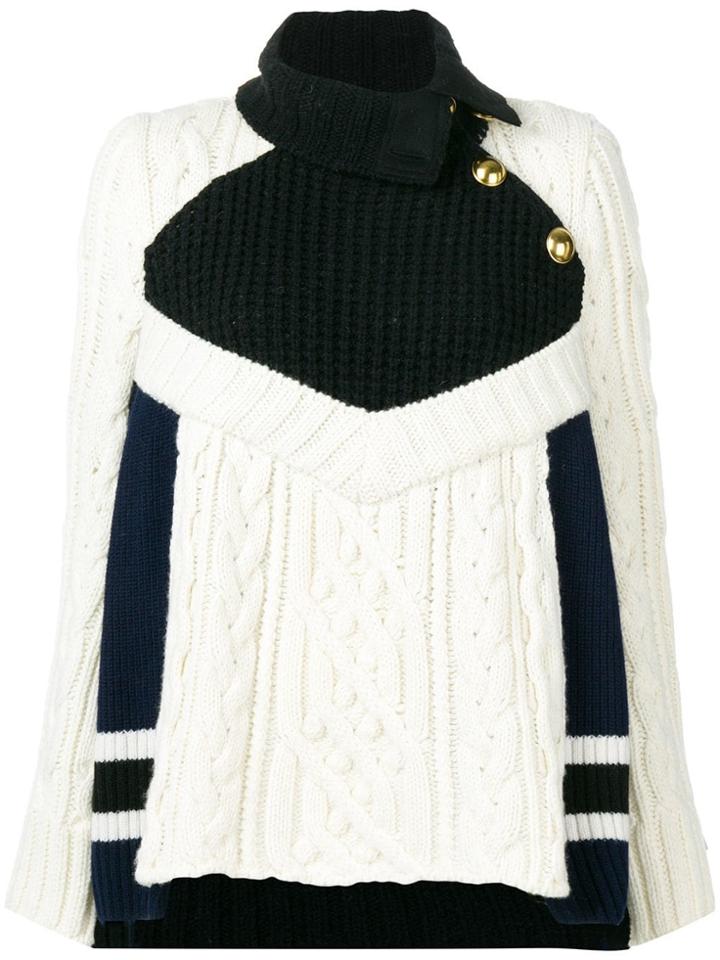Sacai Foldover Neck Jumper - White