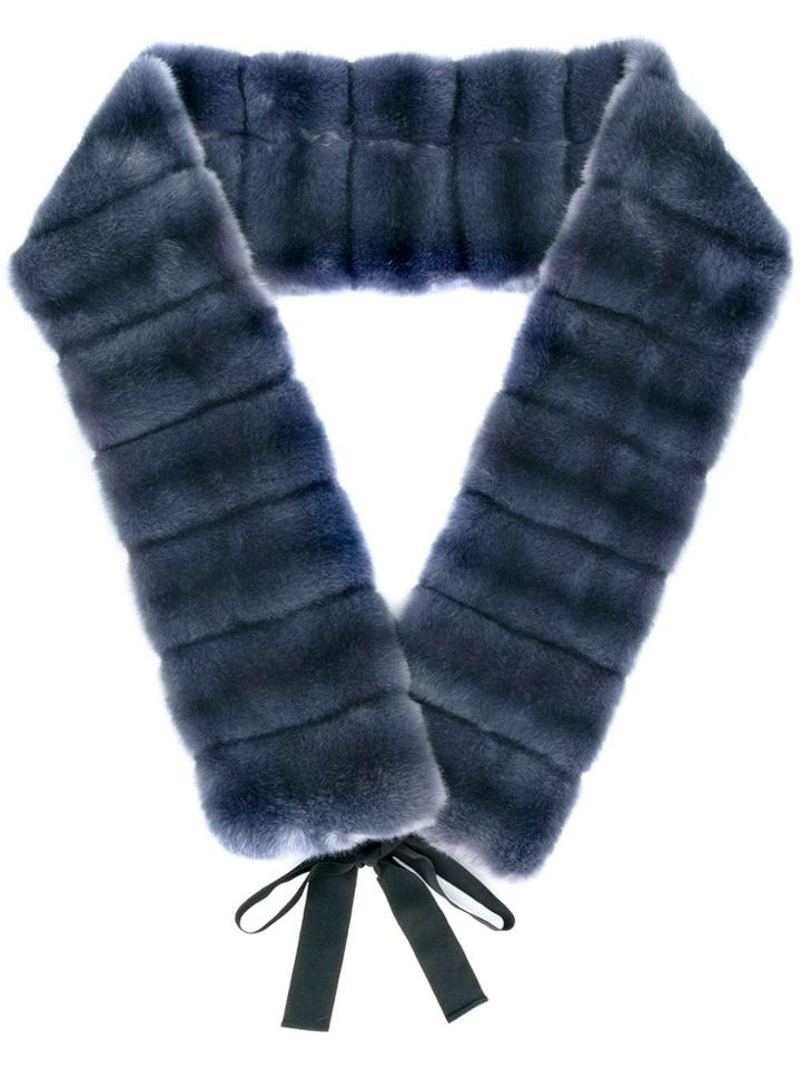 Alberto Biani Faux Fur Quilted Scarf - Blue