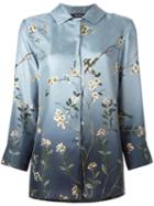 's Max Mara Floral Print Concealed Button Shirt, Women's, Size: 46, Blue, Silk