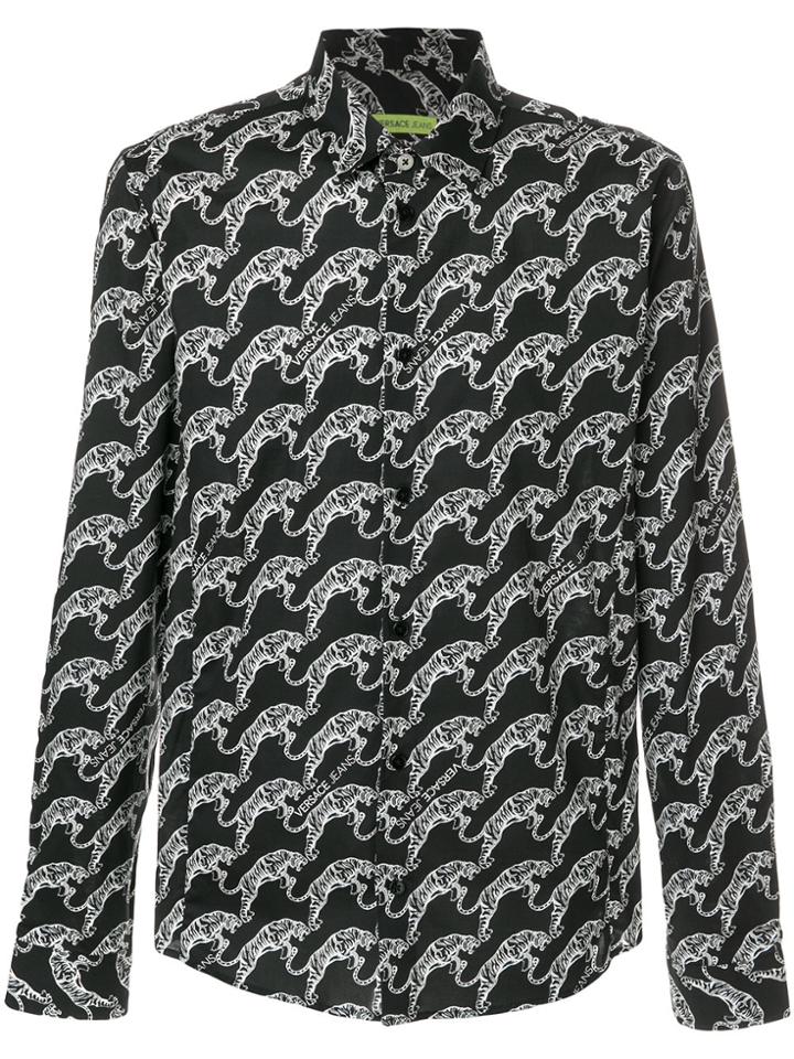Versace Jeans Tiger Print Shirt - Black