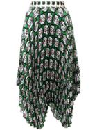 Milly Rose Print Pleated Skirt - Green