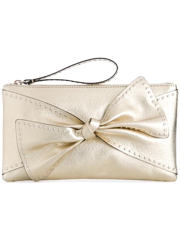 Red Valentino Studded Bow Clutch - Metallic