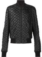 Rick Owens 'glitter Flight' Bomber Jacket, Men's, Size: 56, Black, Cotton/pirarucu Skin