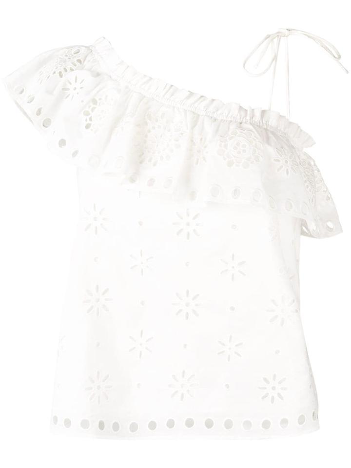 Red Valentino Topstitching Floral Effect Blouse - White