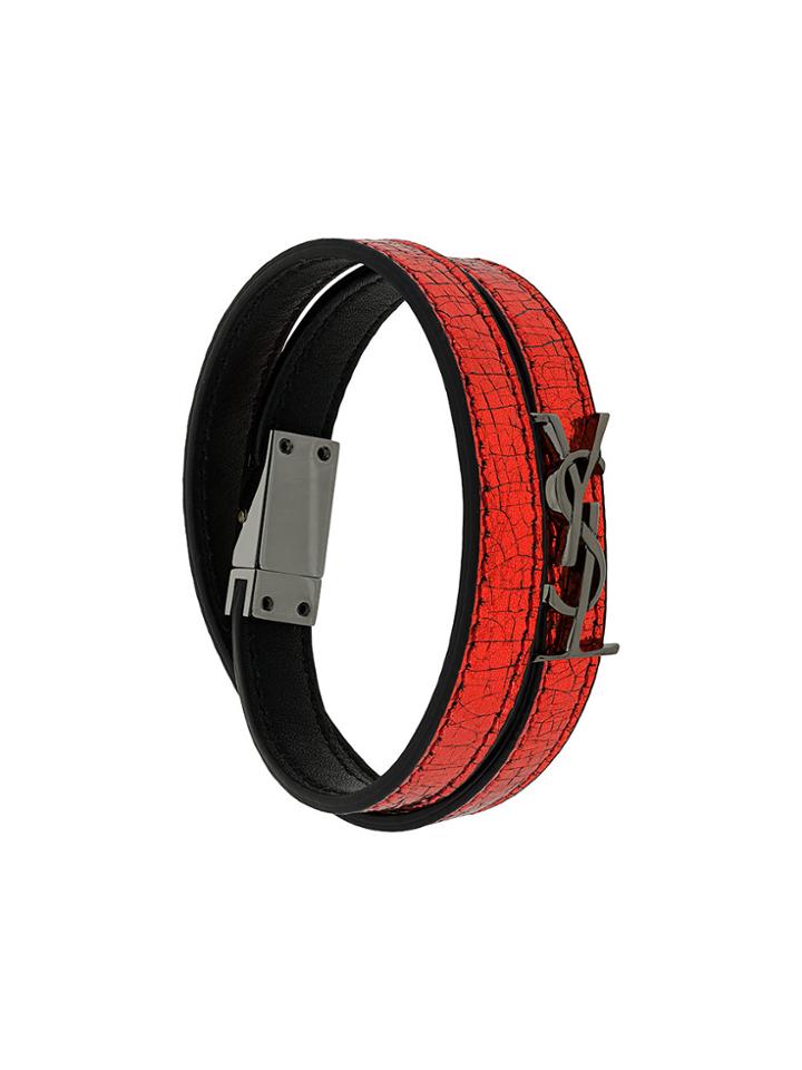Saint Laurent Ysl Double Wrap Bracelet - Red