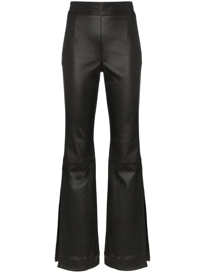 Solace London Amanda High Waist Side Split Leather Trousers - Black