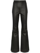 Solace London Amanda High Waist Side Split Leather Trousers - Black