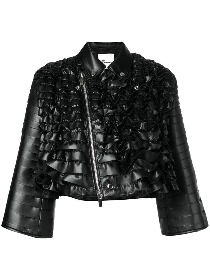 Comme Des Garçons Noir Kei Ninomiya Ruffled Biker Jacket - Black