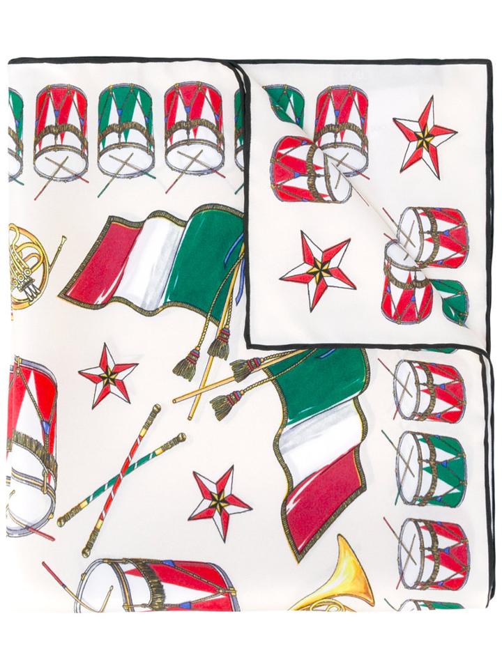 Dolce & Gabbana - Italian Flag Print Neck Scarf - Women - Silk - One Size, Nude/neutrals, Silk