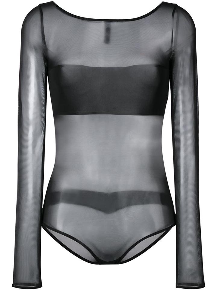 Maison Close 'pure Tentation' Long Sleeve Body, Women's, Size: Large, Black, Nylon/spandex/elastane