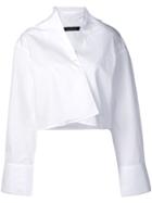 Rokh Open Collar Cropped Shirt - White