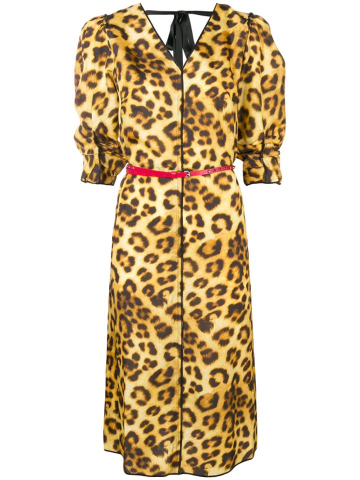 Marc Jacobs Leopard Print Midi Dress - Yellow & Orange