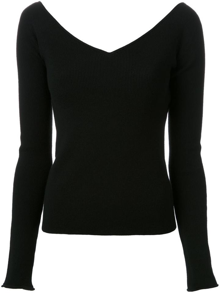 Lemaire V-neck Jumper, Women's, Size: Xl, Black, Polyester/wool