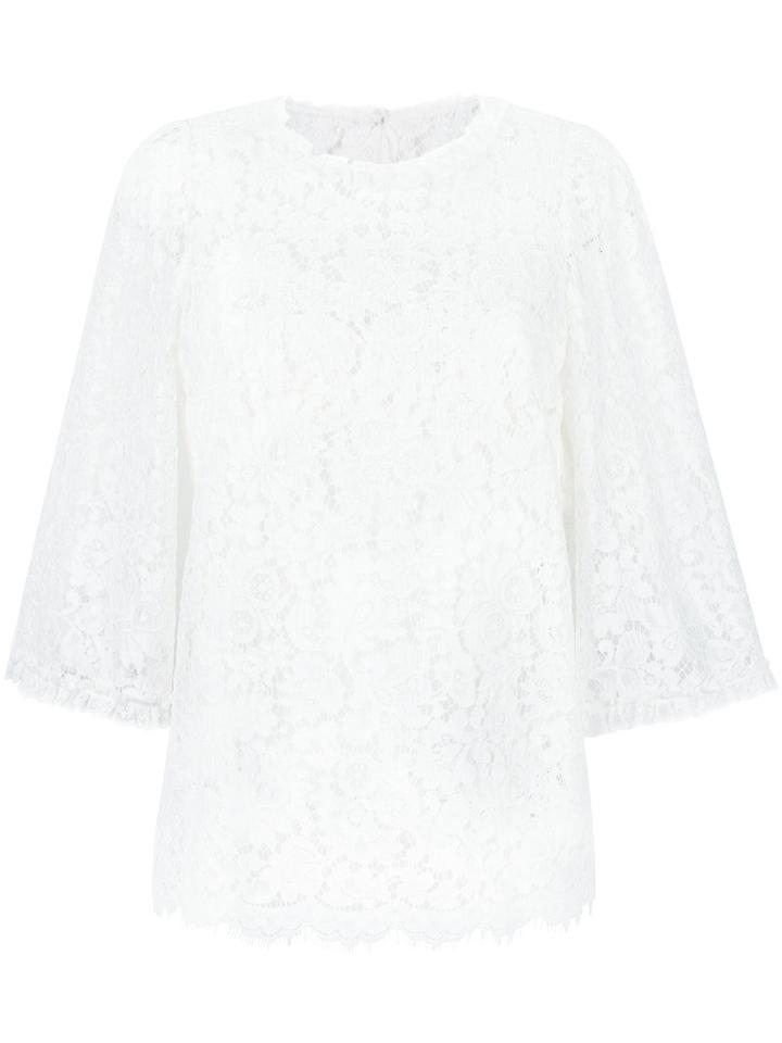 Dolce & Gabbana Lace Top, Women's, Size: 42, White, Cotton/viscose/polyamide/polyamide