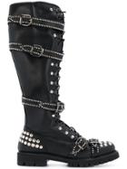 Christian Pellizzari Studded Buckle Boots - Black