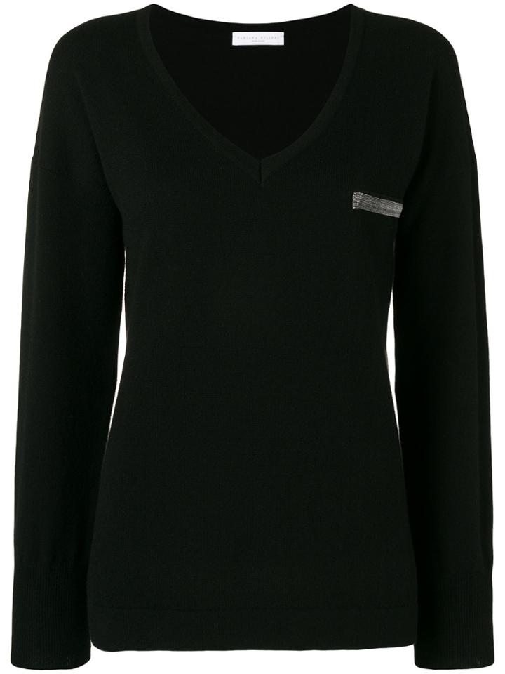 Fabiana Filippi Beaded V-neck Jumper - Black