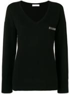 Fabiana Filippi Beaded V-neck Jumper - Black