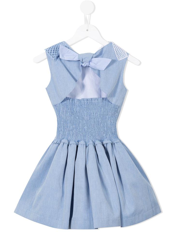 Valmax Kids - Lace Collar Pleated Dress - Kids - Cotton - 5 Yrs, Blue