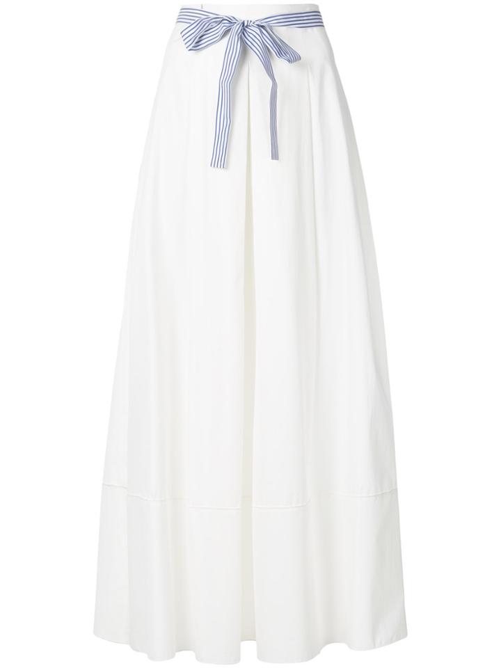 Max Mara Studio Pleated Tie Waist Skirt - White
