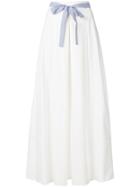 Max Mara Studio Pleated Tie Waist Skirt - White