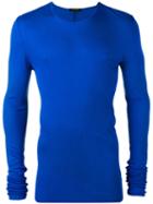 Unconditional - Ribbed Long Sleeve T-shirt - Men - Rayon - M, Blue, Rayon