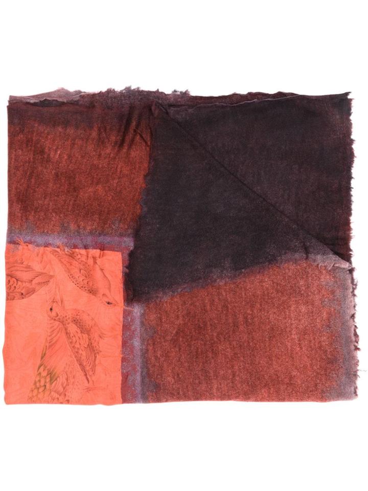Avant Toi Bird Print Scarf - Red