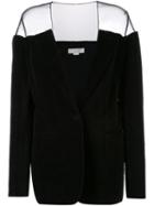 Stella Mccartney Transparent Panel Blazer, Women's, Size: 46, Black, Cotton/linen/flax