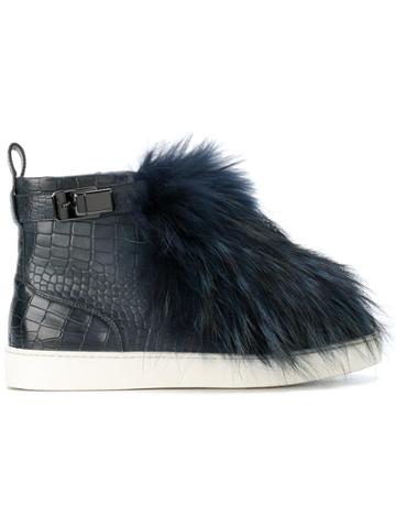 Santoni Croc Print Hi-tops - Blue