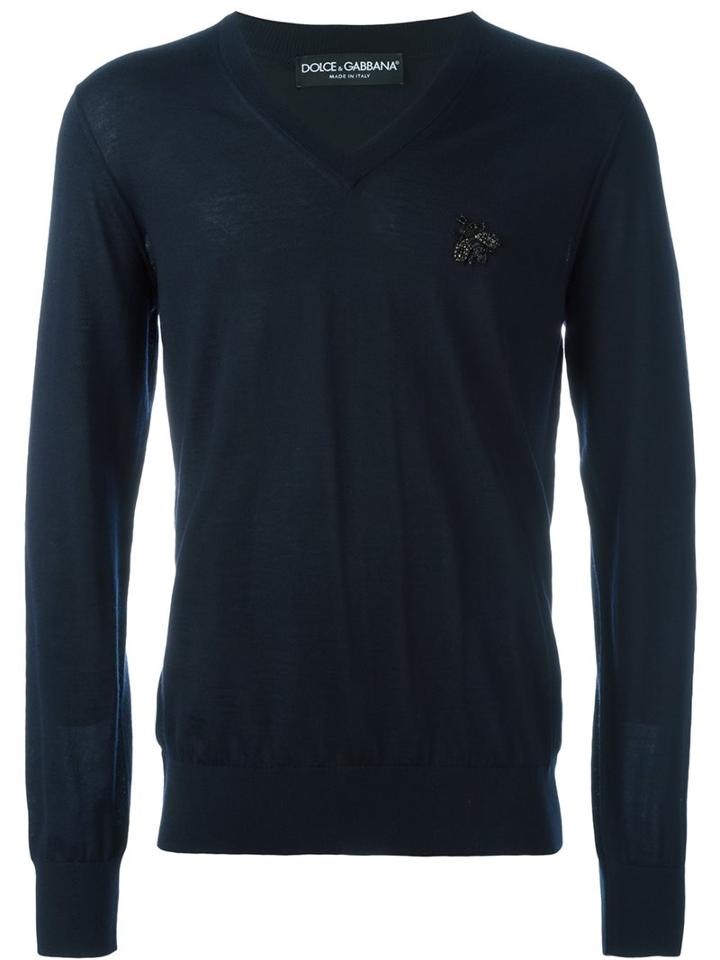 Dolce & Gabbana Embellished Bee Patch Jumper