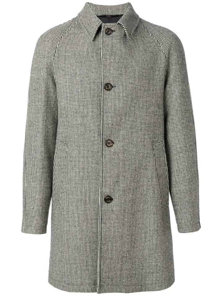 Sealup Check Buttoned Coat - Black
