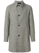 Sealup Check Buttoned Coat - Black