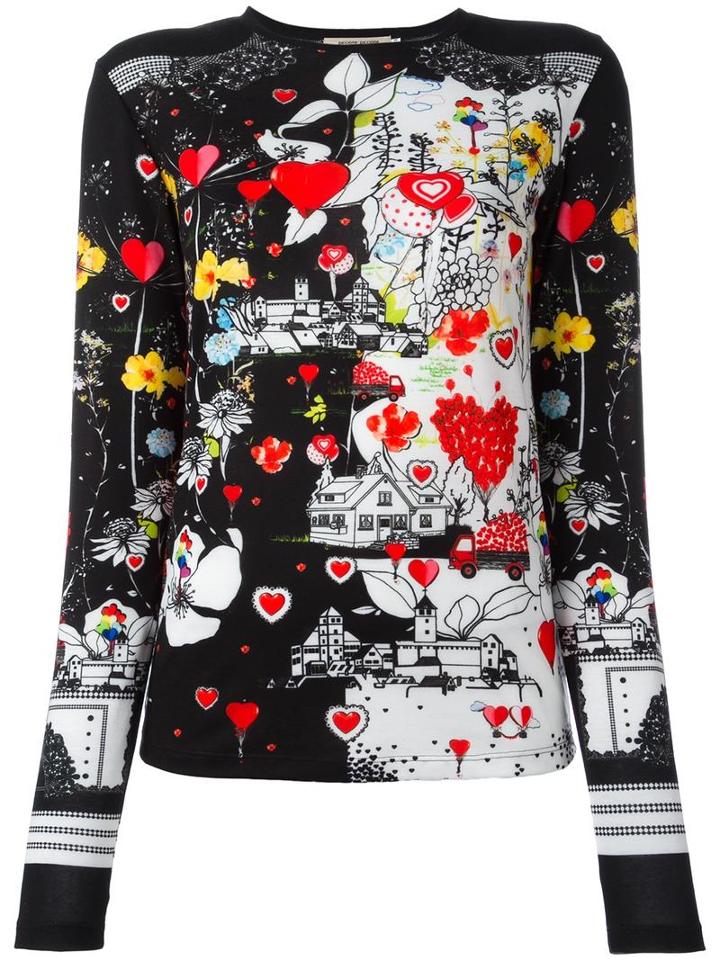 Piccione. Piccione Printed Longsleeved T-shirt, Women's, Size: 40, Polyester/spandex/elastane