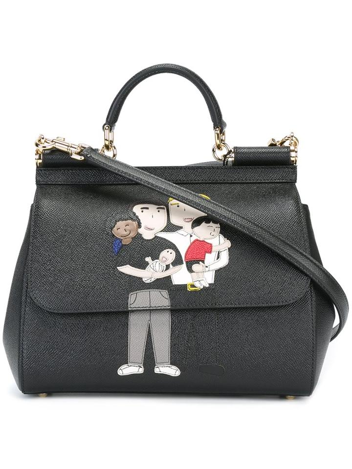 Dolce & Gabbana Family Patch 'sicily' Tote, Women's, Black, Leather