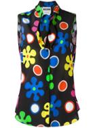 Moschino Flower Power Neck Tie Blouse - Black