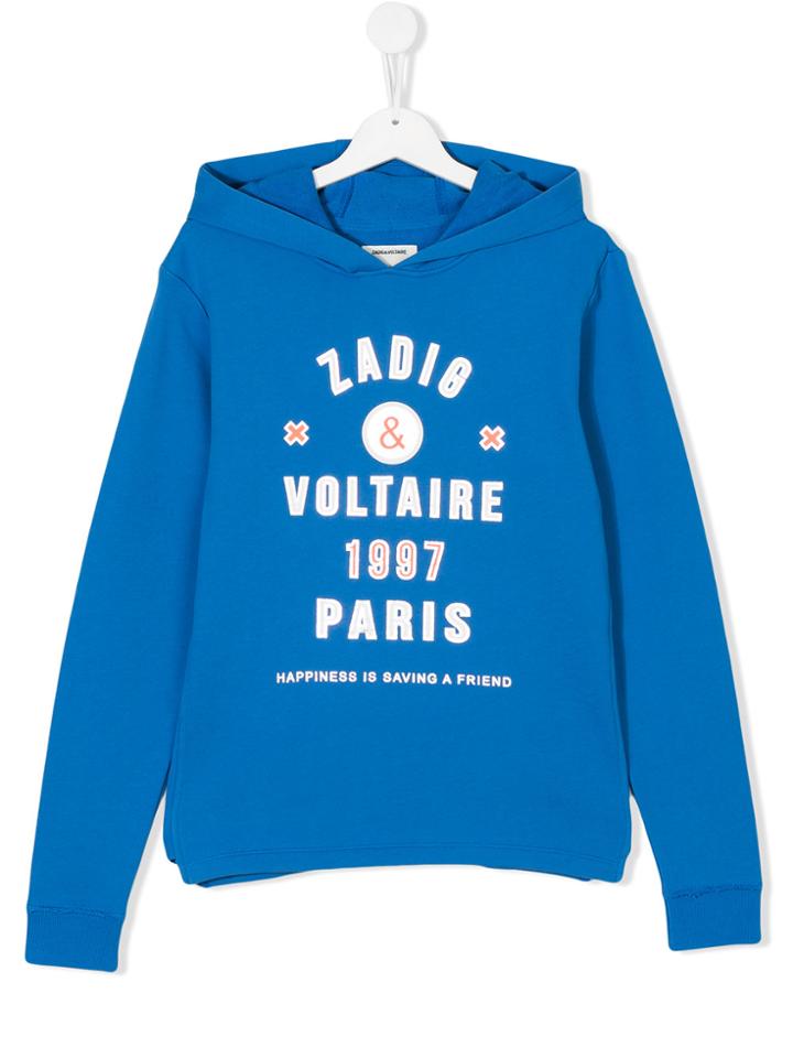 Zadig & Voltaire Kids Printed Logo Hoodie - Blue