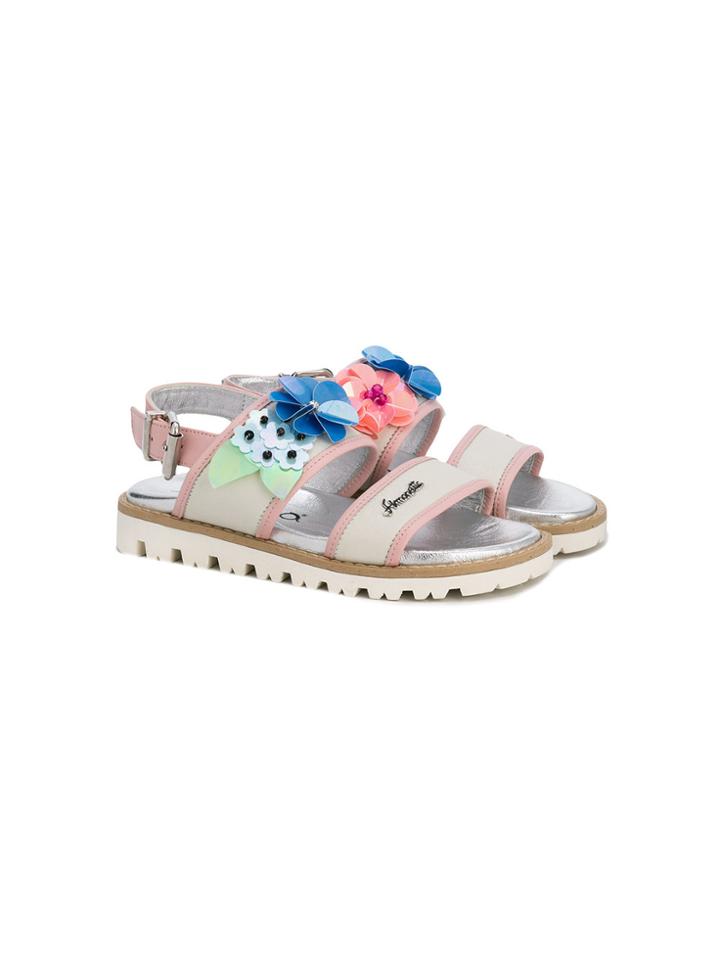 Simonetta Floral Appliqué Sandals - Multicolour