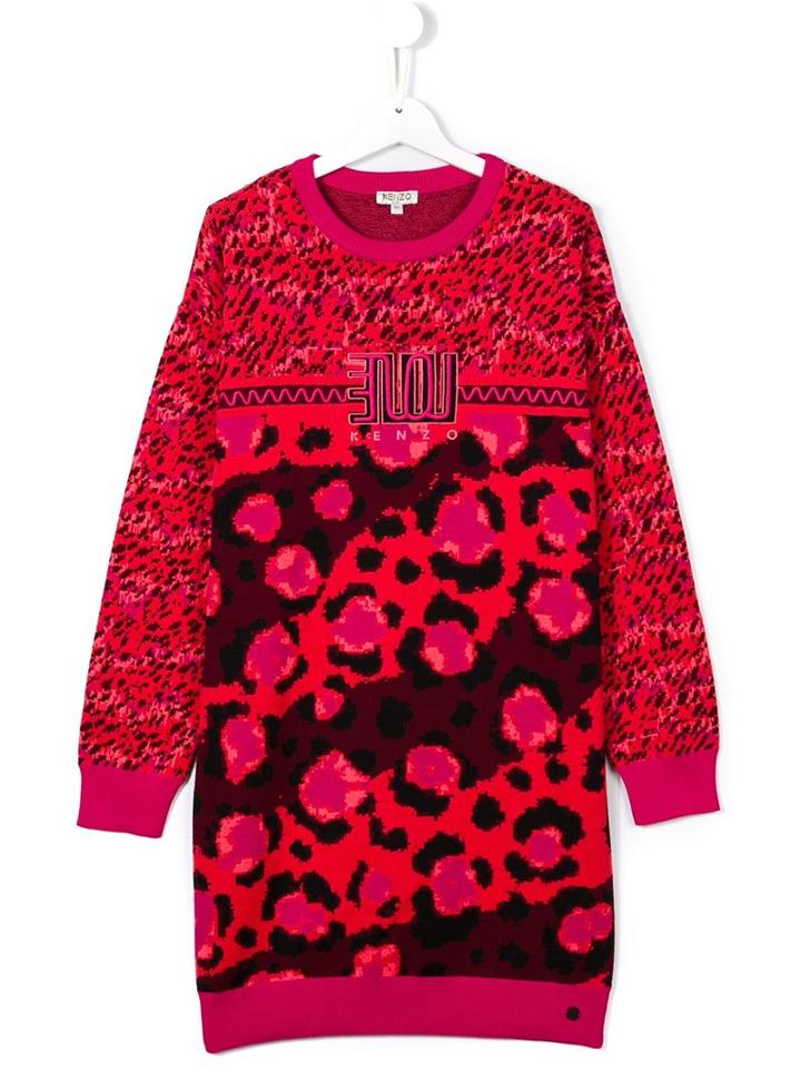 Kenzo Kids Multi Print Knitted Dress, Girl's, Size: 14 Yrs, Pink/purple