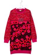 Kenzo Kids Multi Print Knitted Dress, Girl's, Size: 14 Yrs, Pink/purple