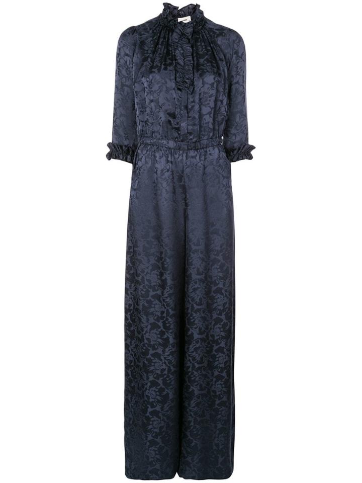 Warm Floral Patterned Jumpsuit - Blue