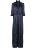 Warm Floral Patterned Jumpsuit - Blue