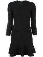 Alexander Mcqueen Jacquard Mini Dress, Women's, Size: Large, Black, Wool/cashmere/viscose/spandex/elastane