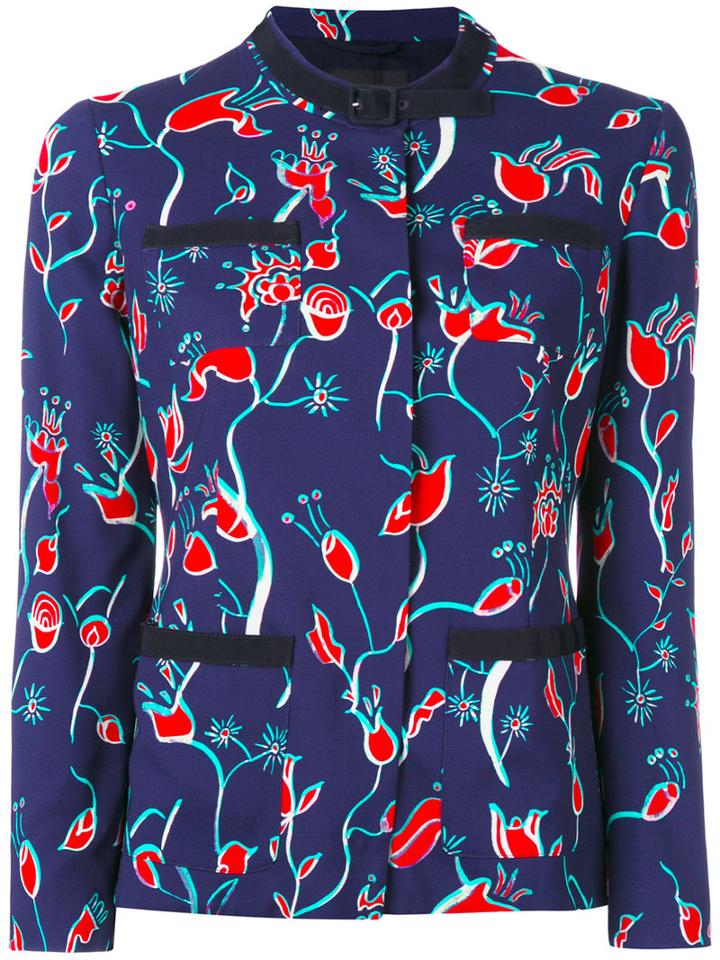 Emporio Armani - Floral Print Jacket - Women - Cotton/polyester/acetate/viscose - 42, Blue, Cotton/polyester/acetate/viscose