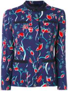 Emporio Armani - Floral Print Jacket - Women - Cotton/polyester/acetate/viscose - 42, Blue, Cotton/polyester/acetate/viscose