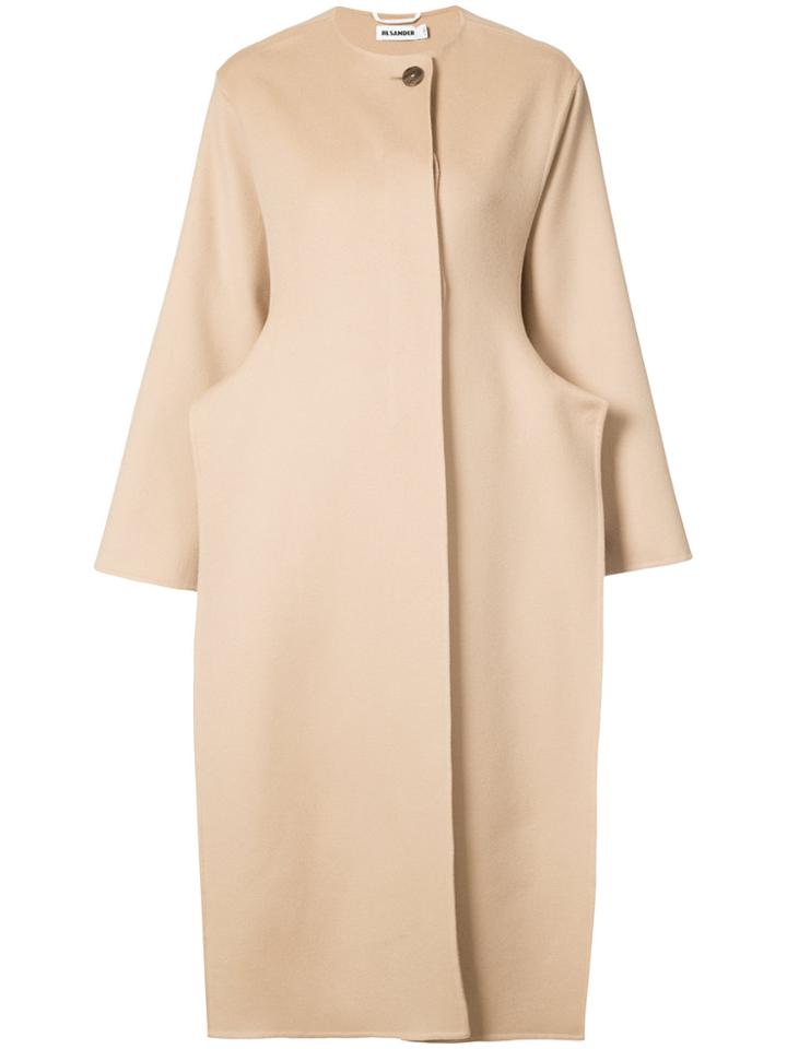 Jil Sander Concealed Buttoned Coat - Brown