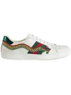 Gucci Dragon Ace Embroidered Leather Sneaker - White